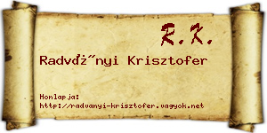 Radványi Krisztofer névjegykártya